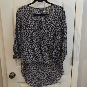 Rue21 Black and Gray Animal Print Blouse